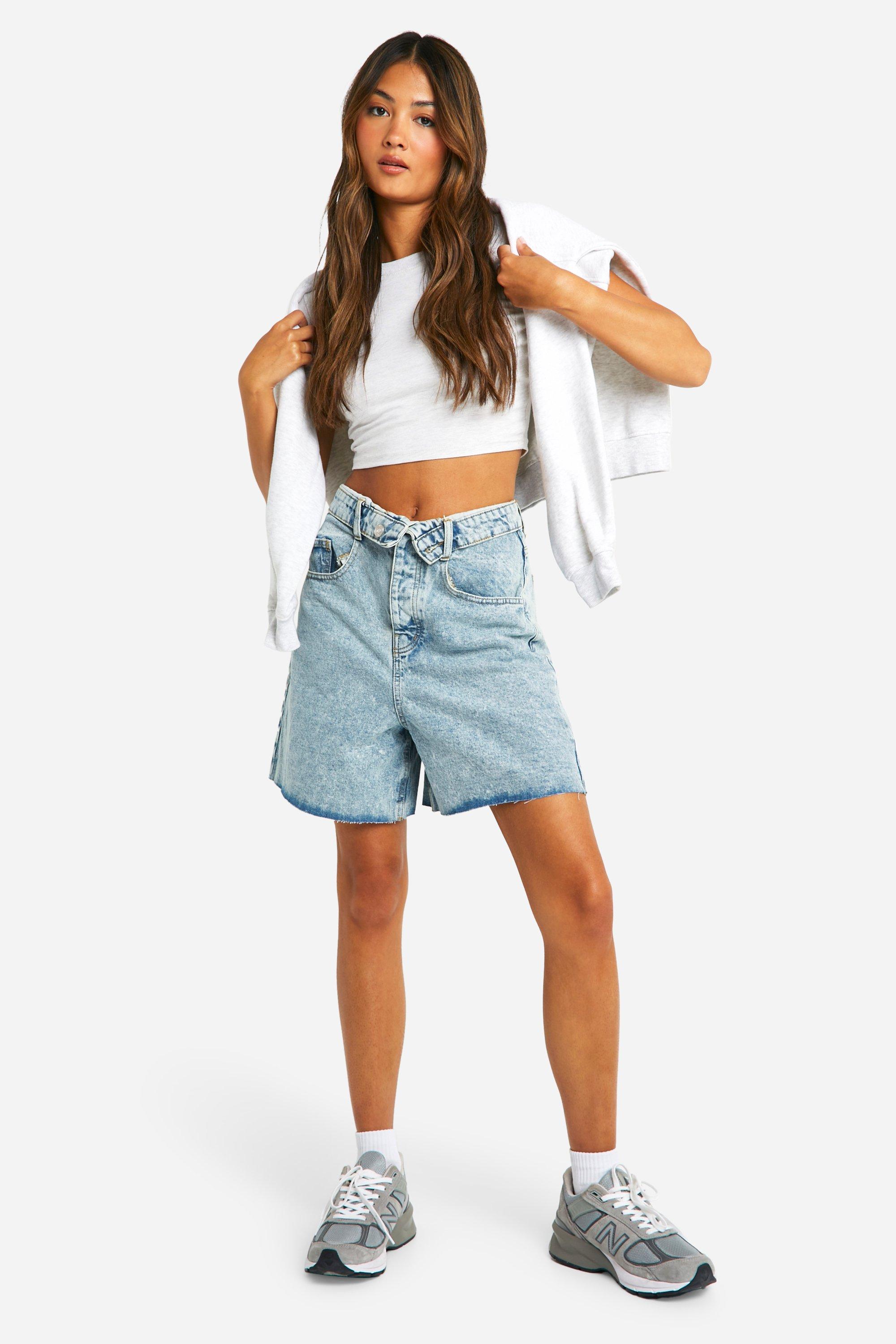 Longline denim shorts outlet